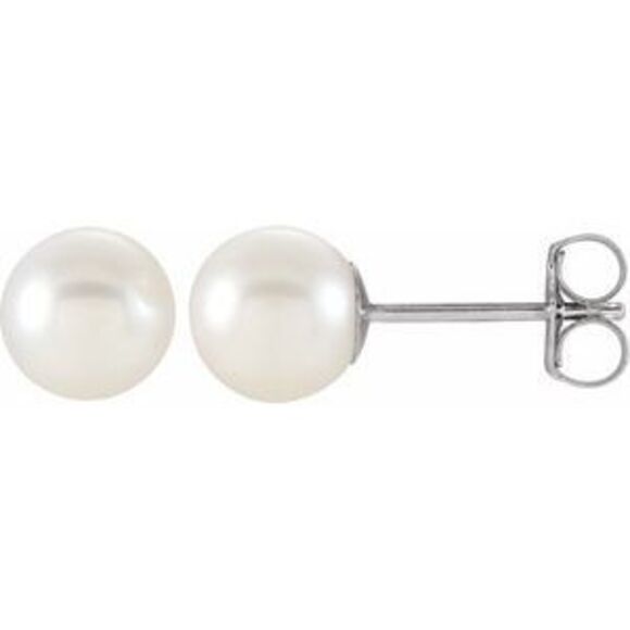 Kazi Luxury14K White Cultured White Freshwater Pearl Earrings
